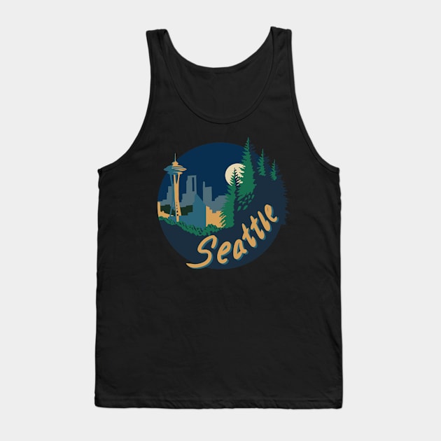 Seattle Overlook - Night Tank Top by AtlasKnight